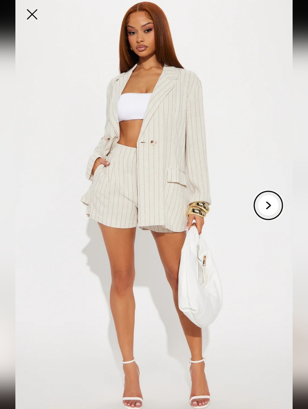 Fashion Nova Linen Blend Beige Jacket Short Summer Suit Sz XL - Picture 3 of 13